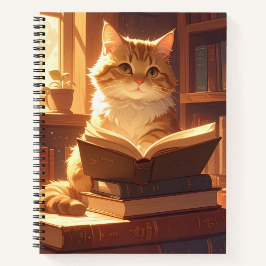 Gemütliches Lesekatzen Notizbuch (Vorderseite)