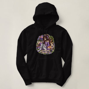 Gemütliches Mädchen, das eine Katze liest, Hoodie
