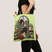 Gemütliches Mädchen Kaffee Bücher Regentage Vintag Tasche (Von Nahem)