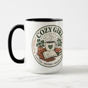 Gemütliches Mädchen Kaffee Bücher Regentage Vintag Tasse