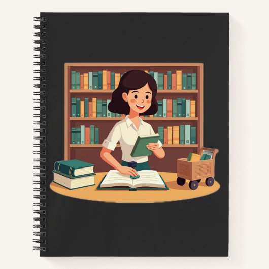 Gemütliches Mädchen liest Bücherregal Notizblock (Vorderseite)