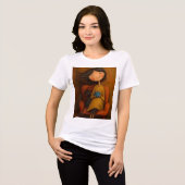 Gemütliches Mädchen mit schwarzer Katze und Kaffee Tri-Blend Shirt (Vorderseite voll)