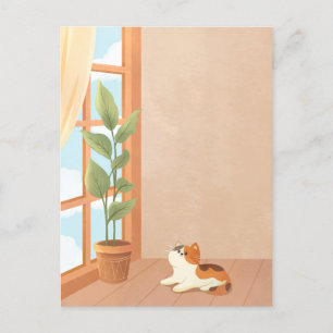 Gemütliches minimalistisches Katzenheim Postkarte