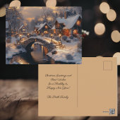 Gemütliches Moonlit Winter Stone Hütte Europäische Feiertagspostkarte