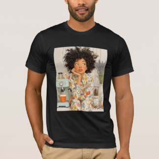 Gemütliches Morgenkaffee-Mädchen – Warme AI-Illust T-Shirt