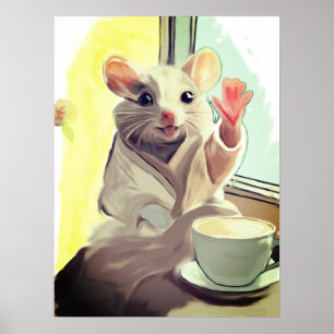 Gemütliches Morning Mouse Poster - Süße Tier Art