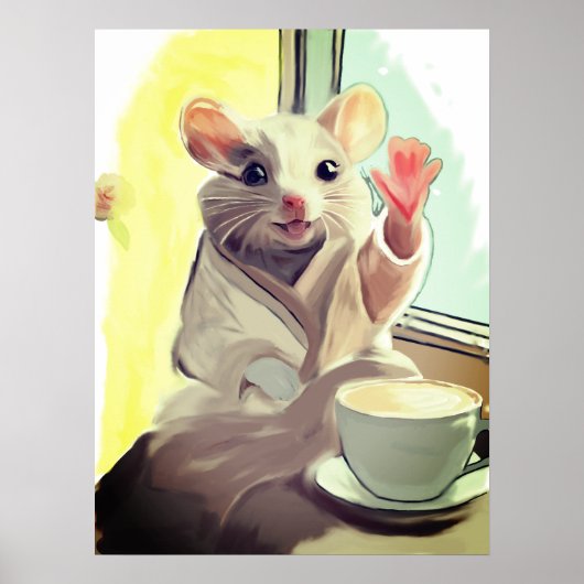 Gemütliches Morning Mouse Poster - Süße Tier Art (Vorne)