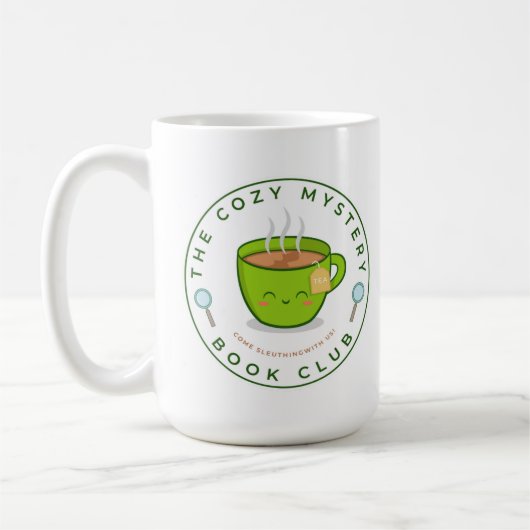 Gemütliches Mystery Book Club Logo und Tasse für M (Links)
