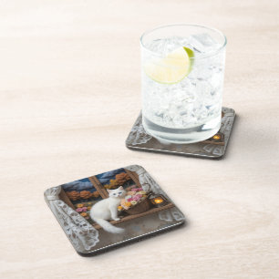 Gemütliches Nachtfenster Getränkeuntersetzer