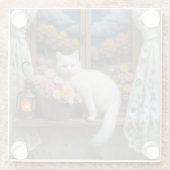 Gemütliches Nachtfenster Glasuntersetzer (Rückseite)