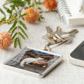 Gemütliches Nachtfenster Schlüsselanhänger (Seite)