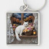 Gemütliches Nachtfenster Schlüsselanhänger (Vorne)