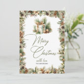 Gemütliches naturlich inspiriert Weihnachtsgeschen Feiertagskarte (Stehend Vorderseite)