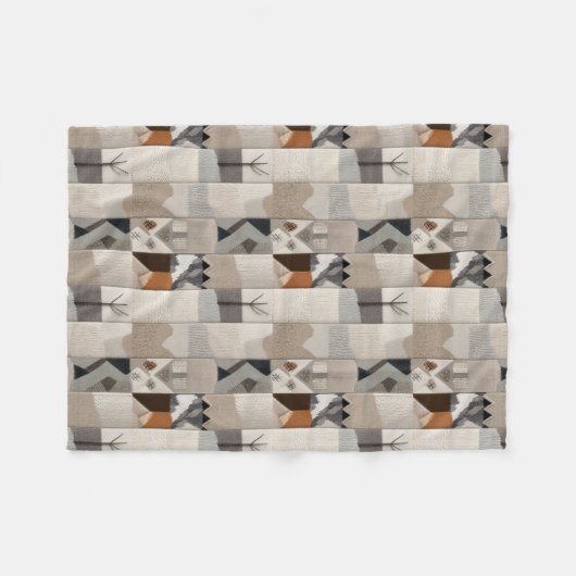 Gemütliches, neutrales Patchwork-Muster Fleecedecke (Vorderseite (Horizontal))