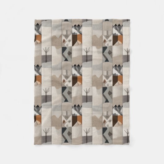Gemütliches, neutrales Patchwork-Muster Fleecedecke (Vorderseite)