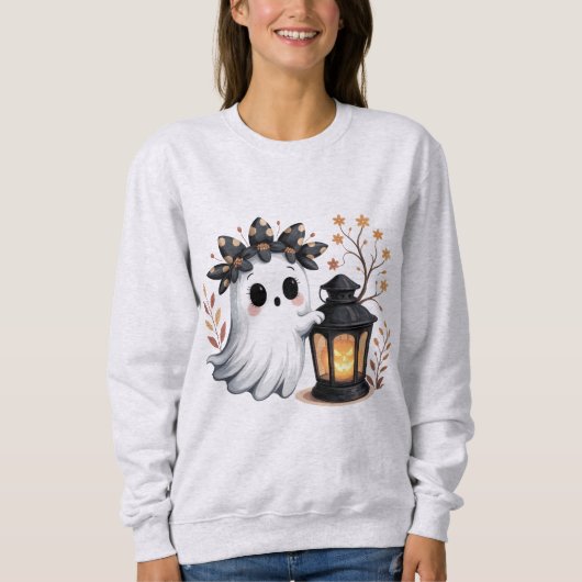 Gemütliches Niedlich Ghost Halloween Sweatshirt (Vorderseite)