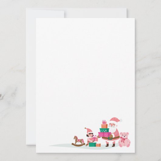 Gemütliches North Pole Pink Elf Workshop Weihnacht Einladung (Rückseite)