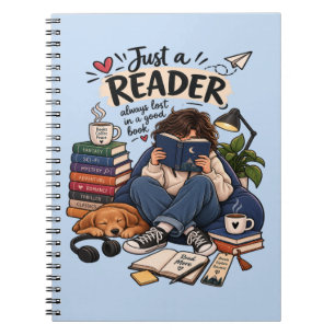 Gemütliches Notizbuch mit Illustration einer lesen Notizblock