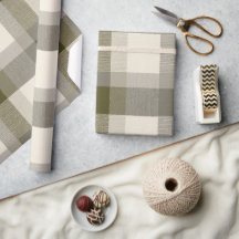 Gemütliches Oliv-Beige Natur-Sand Karomuster