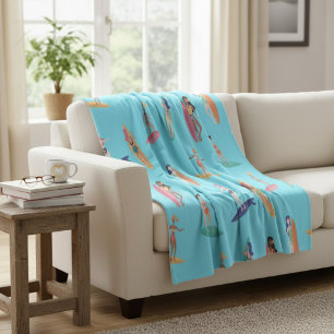 Gemütliches Ozean-Surfer-Mädchen Inspiriert Fleecedecke