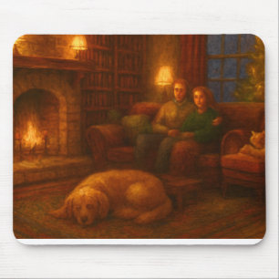 Gemütliches Paar Kamin-Mauspad Mousepad