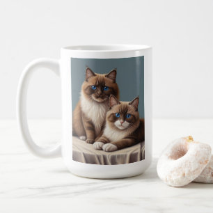 Gemütliches Paar Ragdoll Katzen Fluffy Haustier Ar Kaffeetasse
