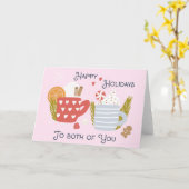 Gemütliches Paar Weihnachten Tasse und Leckereien  Karte (Gelbe Blume)