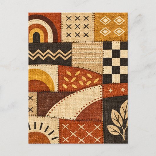 Gemütliches Patchwork Modern Postkarte (Vorderseite)