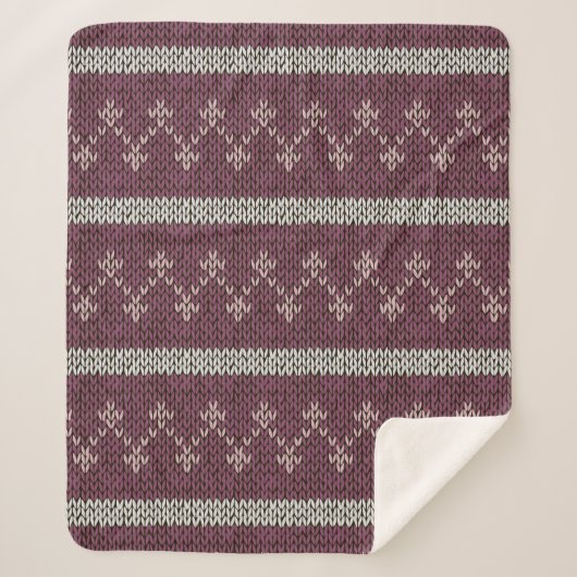Gemütliches Pattern-Knöchelblanket in Burgund Sherpadecke (Vorderseite)