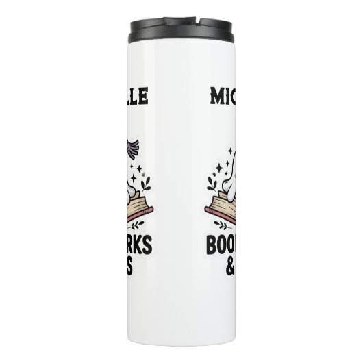 Gemütliches Personalisiert Ghost-Lesezeichen Thermosbecher (Rückseite)