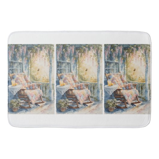 Gemütliches Porch mit Quilt und Limonade-Charme Badematte (Vorderseite)