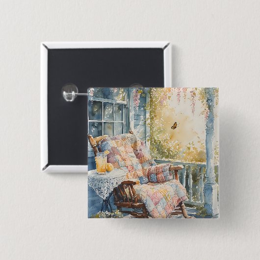 Gemütliches Porch mit Quilt und Limonade-Charme Button (Vorne & Hinten)