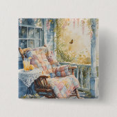 Gemütliches Porch mit Quilt und Limonade-Charme Button (Vorderseite)
