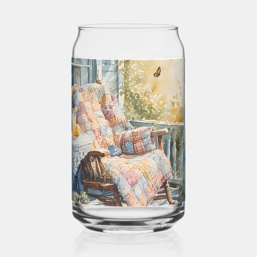 Gemütliches Porch mit Quilt und Limonade-Charme Dosenglas (Vorderseite)
