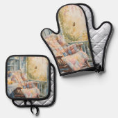 Gemütliches Porch mit Quilt und Limonade-Charme Ofenhandschuh & Topflappen-Set (Vorderseite/Rückseite)