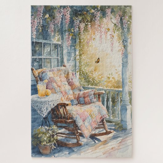 Gemütliches Porch mit Quilt und Limonade-Charme Puzzle (Vertikal)