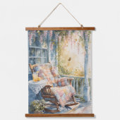 Gemütliches Porch mit Quilt und Limonade-Charme Wandteppich Mit Holzrahmen (Vorderseite)