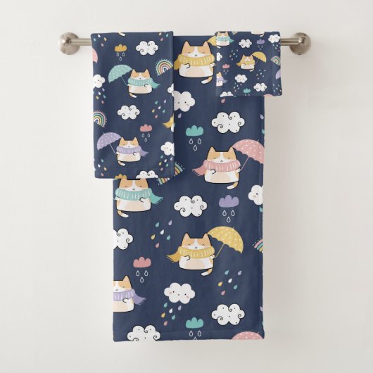Gemütliches Rainy Day Pattern Badetuch Set (Insitu)