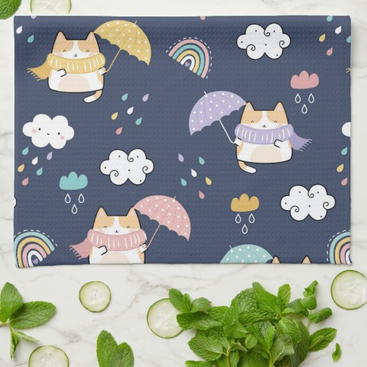 Gemütliches Rainy Day Pattern Küchentuch (Gefaltet)