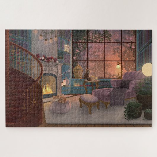 Gemütliches Reading Sunset Room Puzzle (Horizontal)