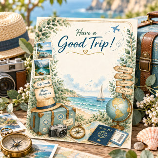Gemütliches Reisethema Gute Reise Grußkarte Dankeskarte