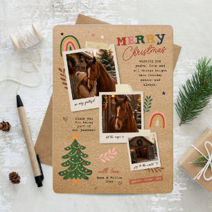 Gemütliches Reitsport-Scrapbook-Weihnachtsfoto Feiertagskarte