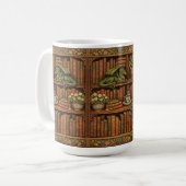 Gemütliches Retro-Bücherregal-Drache Kaffee-Tee-Li Kaffeetasse (Vorderseite Links)