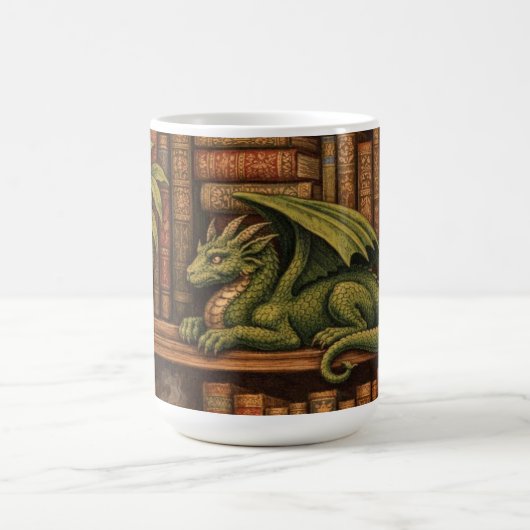 Gemütliches Retro-Bücherregal-Drache Kaffee Tee Li Kaffeetasse (Mittel)