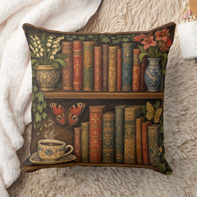 Gemütliches Retro-Bücherregal Kissen (Decke)