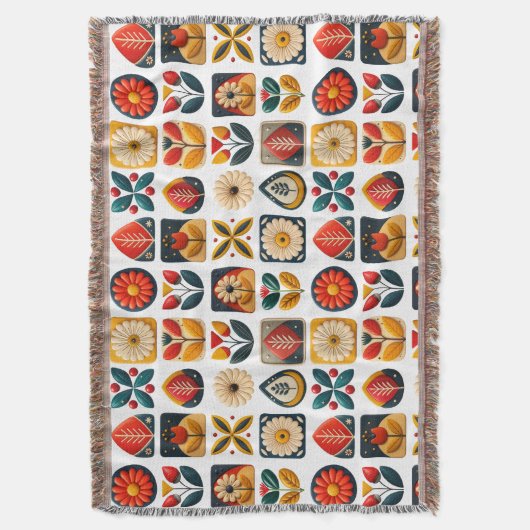 Gemütliches Retro Folkloredesign Decke (Vorderseite Vertikal)