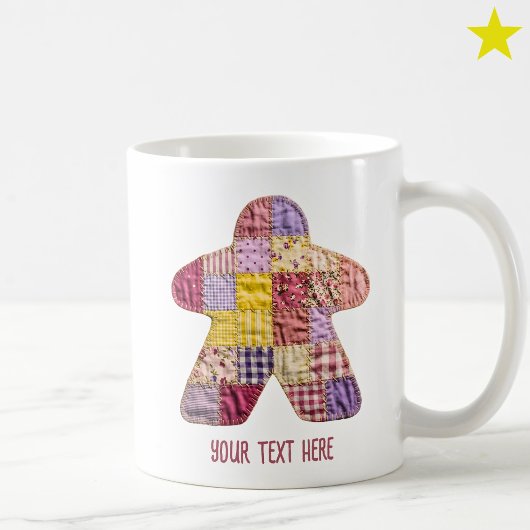 Gemütliches Rosa Lila Patchwork-Quilt-Meeple-Brett Kaffeetasse