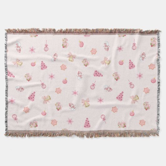 Gemütliches rosa Weihnachtsmuster Decke (Vorderseite)