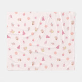 Gemütliches rosa Weihnachtsmuster Fleecedecke (Vorderseite (Horizontal))
