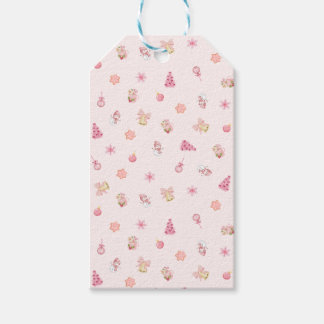Gemütliches rosa Weihnachtsmuster Geschenkanhänger